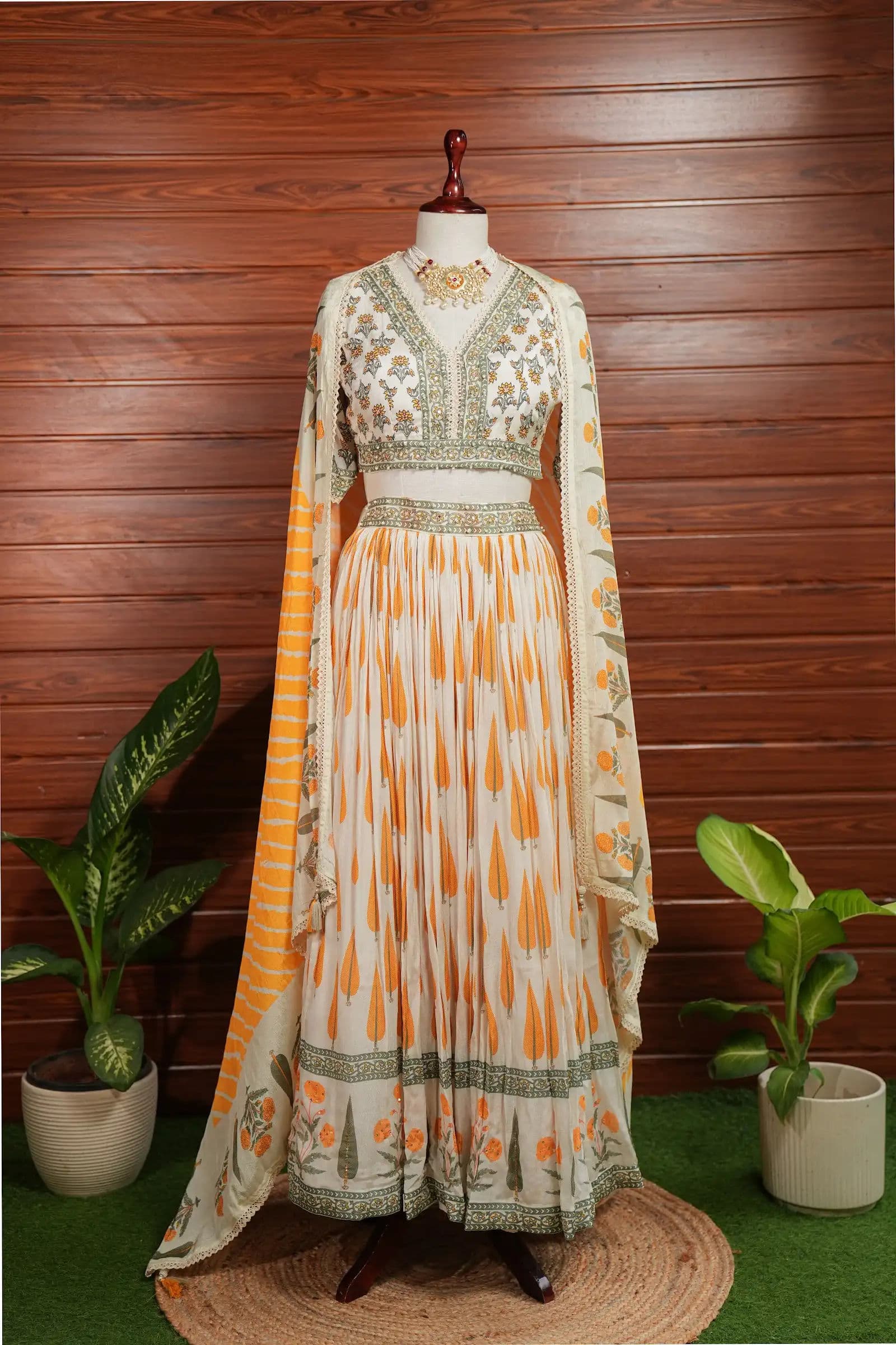 Ikat Print Lehenga Set