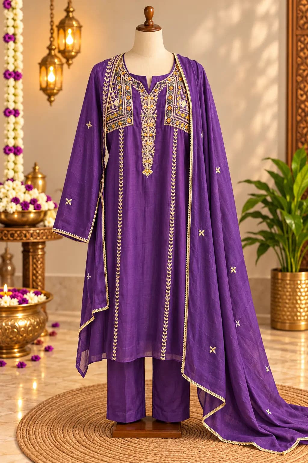 Purple With embroidery suit — image 1