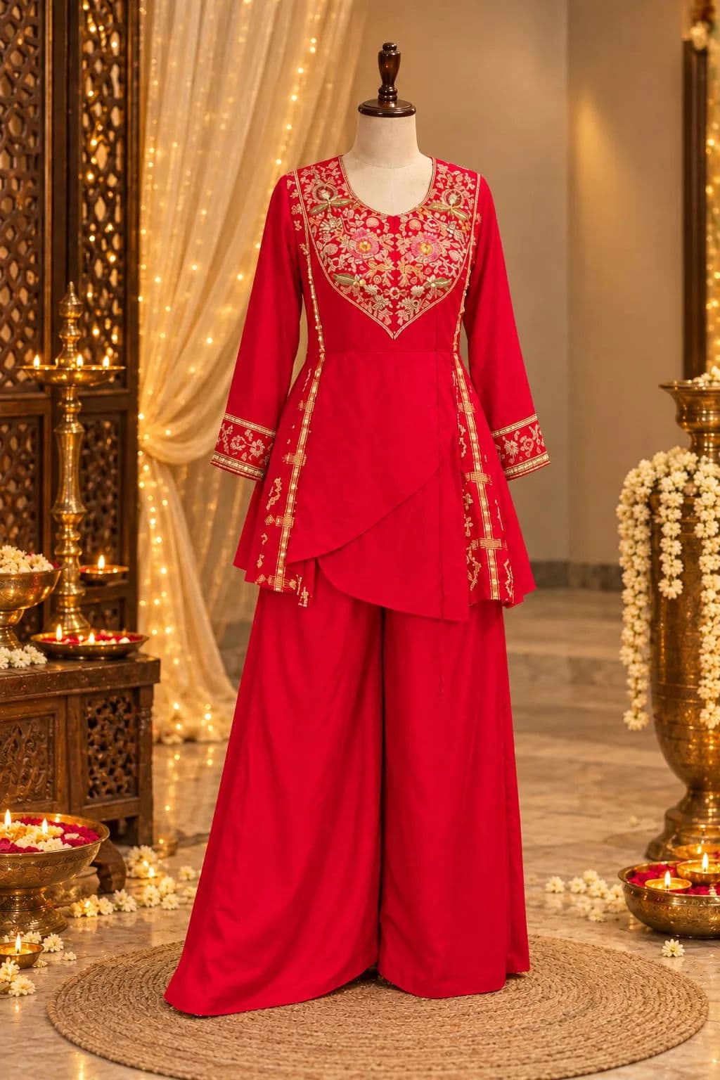 Red With Bandhani Set — image 1